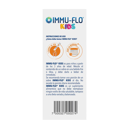 IMMU-FLO® KIDS Suplemento Alimenticio a base de L. rhamnosus GG, B. lactis BS01 + Vitamina D3 regulador del sistema inmune y ayuda a previenir alergias