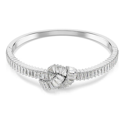 Swarovski Brazalete Matrix, Talla baguette, Nudo, Blanco, Baño de rodio