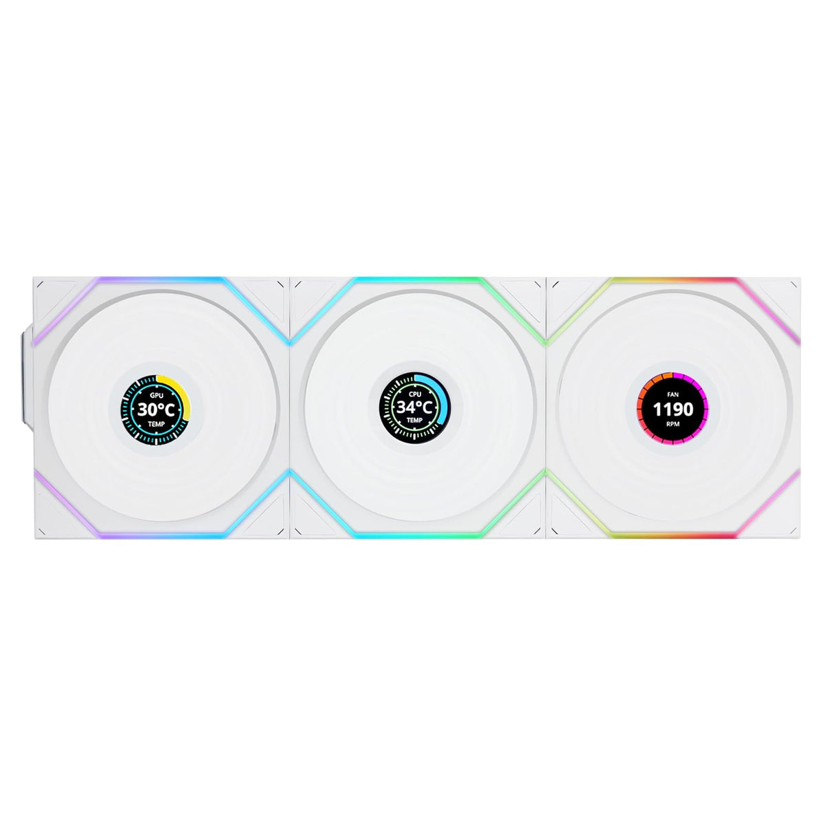 Lian Li UNI Ventilador TL LCD inalámbrico 120 paquetes triple, señal inalámbrica de 2,4 GHz, ventilador ARGB, diseño de espejo infinito, cadena de margarita, driver de efectos de iluminación