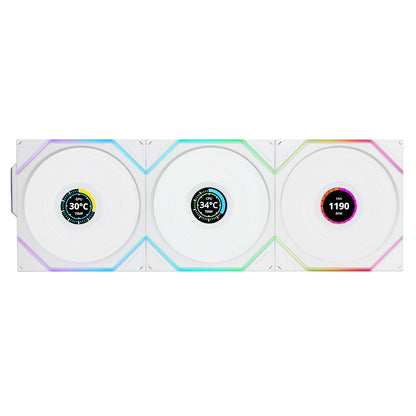 Lian Li UNI Ventilador TL LCD inalámbrico 120 paquetes triple, señal inalámbrica de 2,4 GHz, ventilador ARGB, diseño de espejo infinito, cadena de margarita, driver de efectos de iluminación