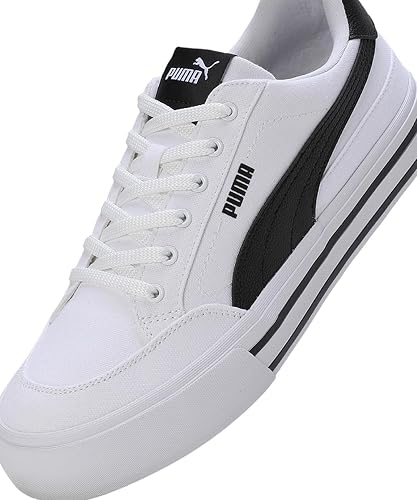PUMA, Tenis Court Classic Vulcanizado, Unisex, Blanco con Negro, Talla 25,5
