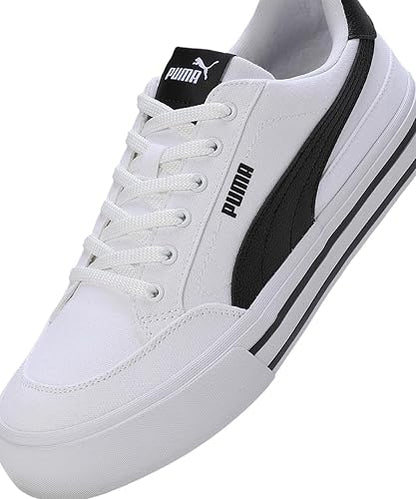 PUMA, Tenis Court Classic Vulcanizado, Unisex, Blanco con Negro, Talla 25,5