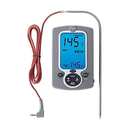 Taylor Instant Read - Sonda Digital con Cable para Carne, Comida y Barbacoa, termómetro de Cocina, Color Blanco
