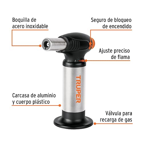 Truper SOPM-64, Mechero electrónico recargable de 60 ml, para flamear alimentos