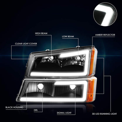 PM Performotor Juego de Luces LED DRL para Faros Delanteros Avalanche/Silverado 1500-3500 HD