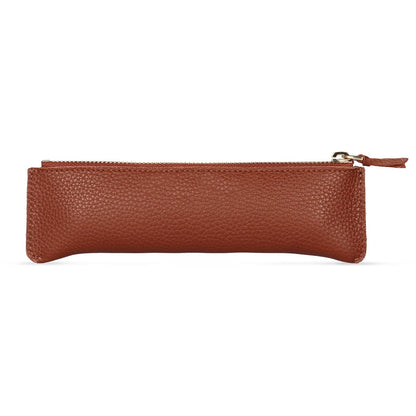 Otto Angelino Astuccio in Vera Pelle con cerniera, portapenne, borsa per cartoleria (Marrone)