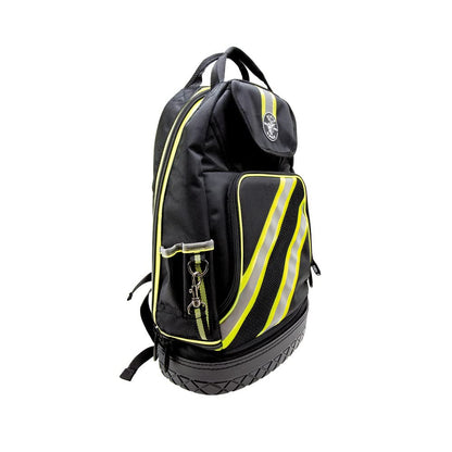 Klein Tools 55597 Mochila para bolsa de herramientas, organizador de herramientas Tradesman Pro con 39 bolsillos, reflectante de alta visibilidad, correas acolchadas para el hombro, base moldeada
