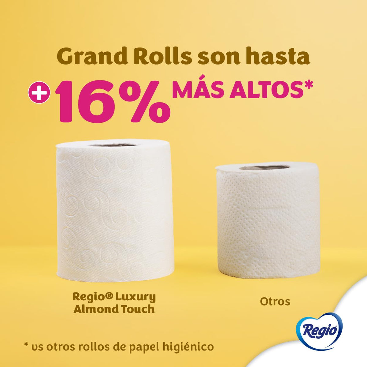 Regio Rinde+ Toallas de papel, 250 hojas dobles, 1 rollo + Papel Higiénico Luxury Almond Touch; Ligero Aroma A Almendras Y Hojas Dobles; Marca 32 Rollos, color, 32 count, pack of/paquete de