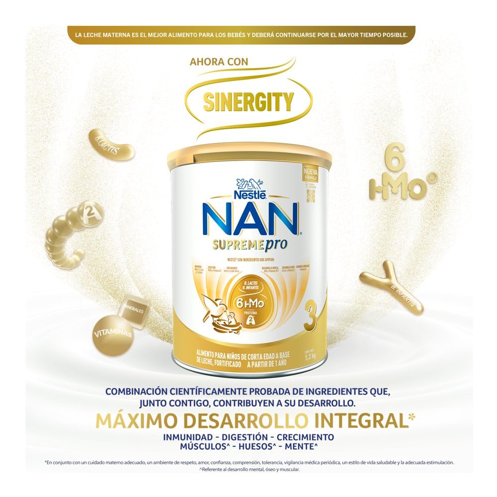 NAN 3 Supreme Pro Alimento Para Niños A Base de Leche, 1 Año, Lata 1.2 kg