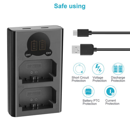 NEEWER Dual USB-Cargador para Sony NP-FZ100 Bateria con LCD Display | Compatible con Sony ZV-E1, FX3, FX30, A1, A9 II, A7R V, A7S III, A7 IV, A6600, A7C Camaras, Versatile Charging Options