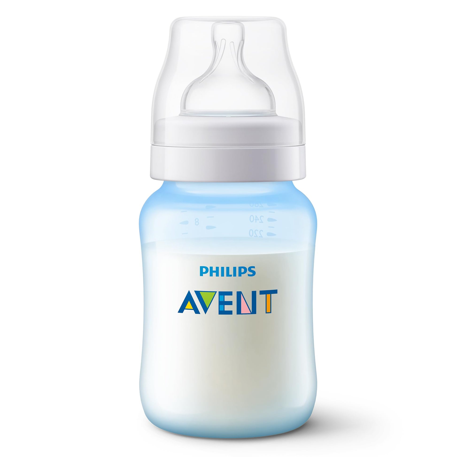 Philips Avent Biberón Anti-colic│con válvula anticólicos│Azul│9 oz/260 ml│1 m+│4 pzs│SCY121/20