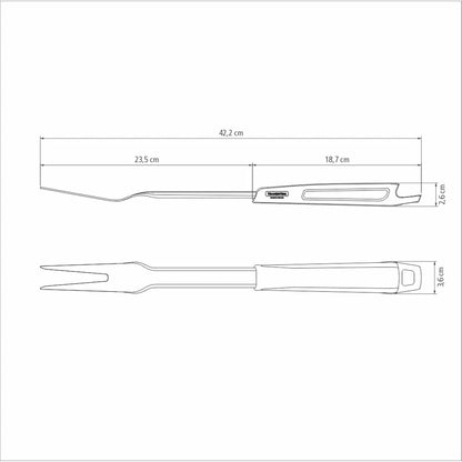 Tramontina Tenedor Trinchante Churrasco Acero Inoxidable | Negro, 42,2 x 3,6 x 2,6 cm, 1 pieza, mango polipropileno, para asado