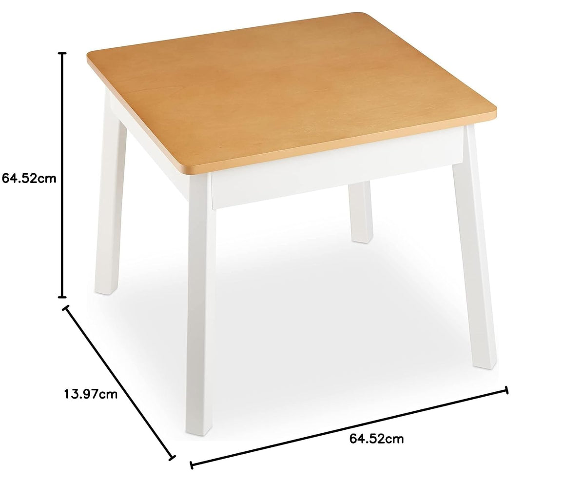 Melissa & Doug - Mesa Cuadrada de Madera - Muebles para niños para Sala de Juegos (Natural/Blanco)