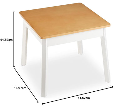 Melissa & Doug - Mesa Cuadrada de Madera - Muebles para niños para Sala de Juegos (Natural/Blanco)