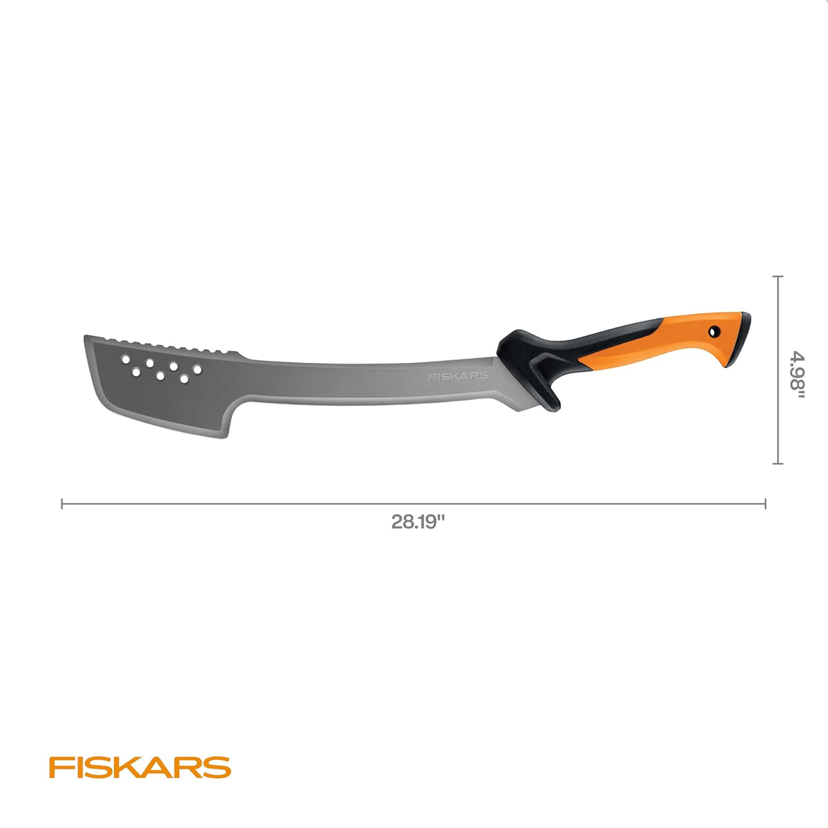 Fiskars Cuchillo Machete Bushcraft 18 Pulgadas | Paquete de 1, hoja acero endurecido, revestimiento resistente al óxido, mango texturizado, funda nylon