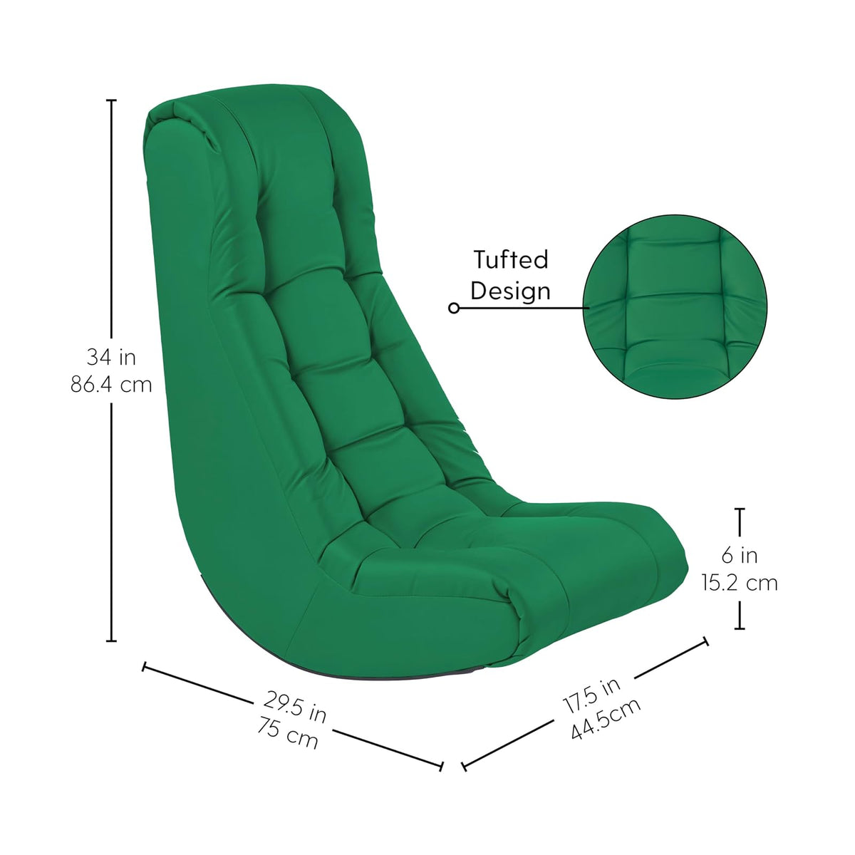 FDP mecedora de video suave, silla de piso acolchado para niños, adolescentes y adultos, ideal para leer, jugar, meditar, Verde