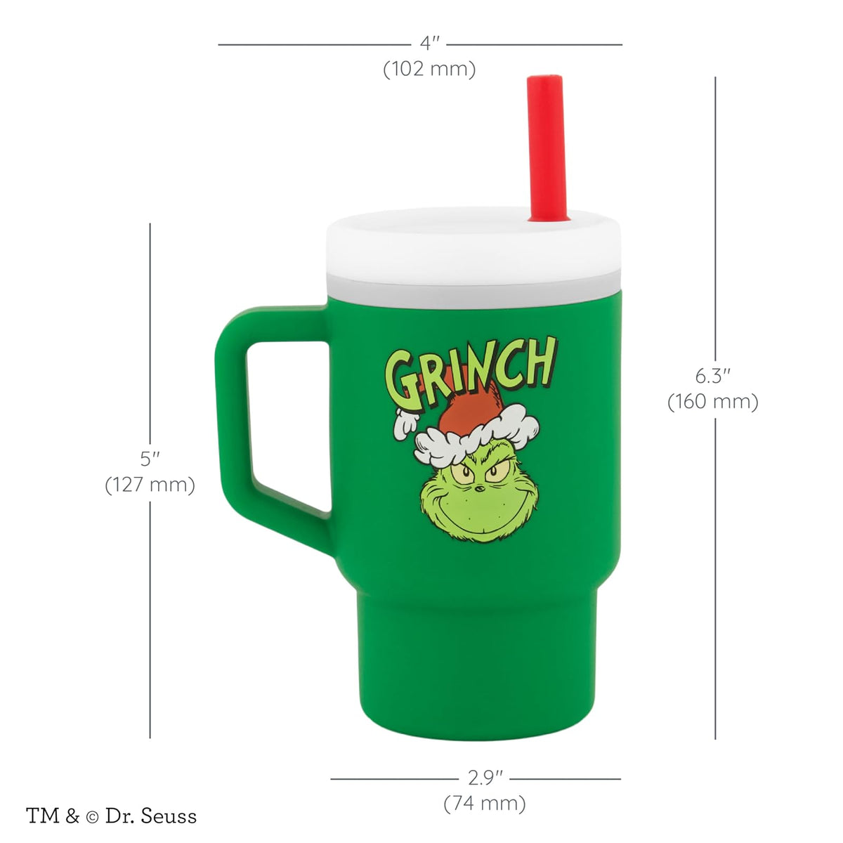 Infantino My 1st Tumbler, taza de silicona para beber con popote y asa, taza de bebé resistente a derrames para poner en marcha, botella de transición sin BPA, verde Grinch