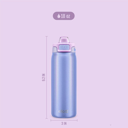 Ello Kids Pop & Fill - Botella de agua de acero inoxidable de 18 onzas con tecnología de llenado rápido, aislamiento al aspiradora de doble pared, tapa de bloqueo a prueba de fugas, sin BPA, regalos