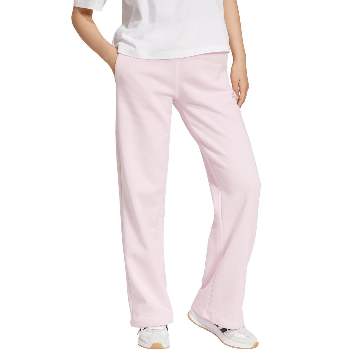 adidas Pantalón de Forro Polar Logo Pequeño Mujer - M - blanco, rosa (Clear Pink - White)