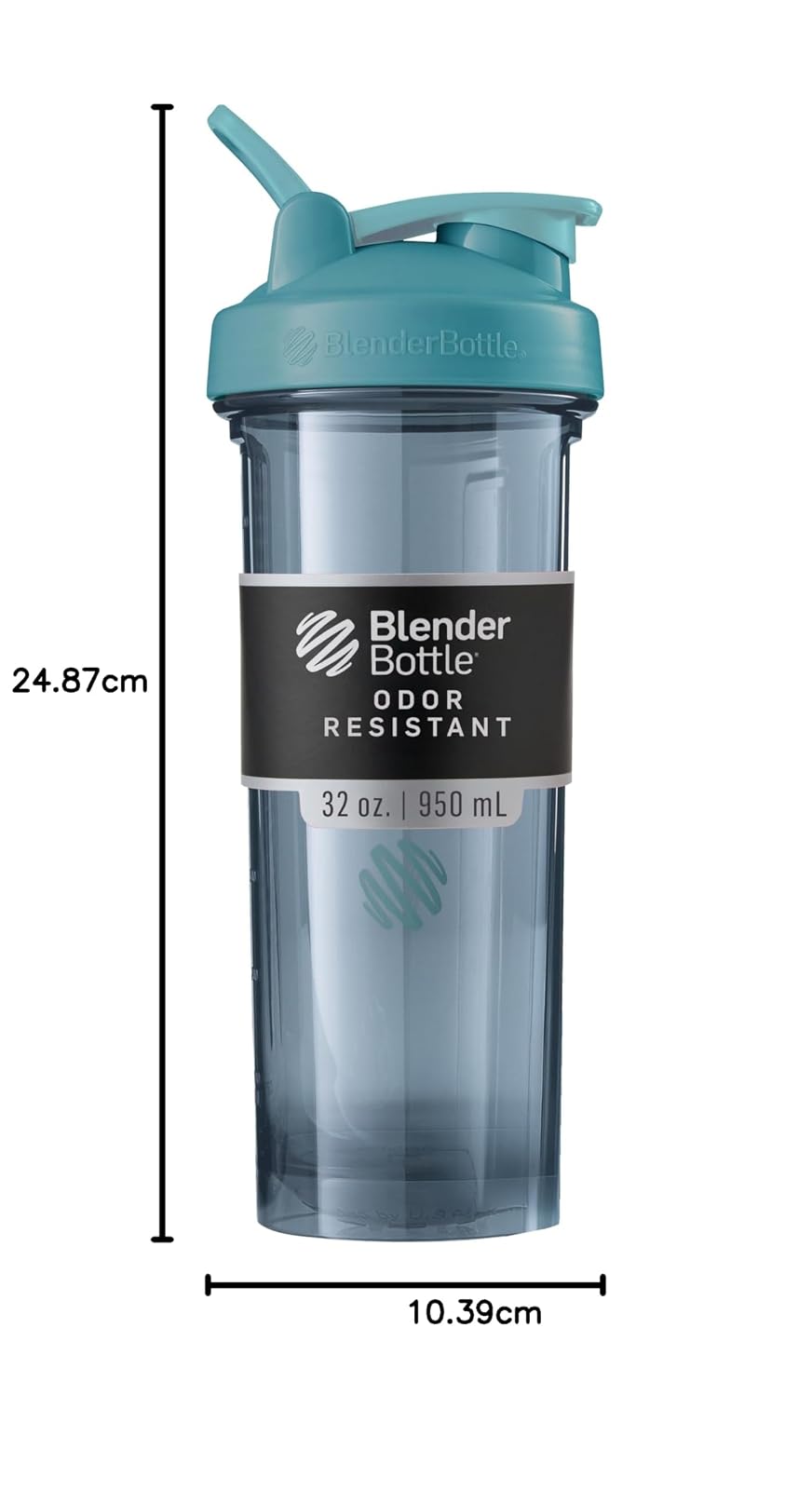 BlenderBottle Shaker Bottle Pro Series Perfecto para batidos de proteínas y pre entrenamiento, 32 onzas, azul cerúleo