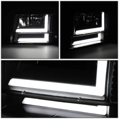 DNA Motoring Par de Faros Delanteros LED Dual para Ford F-150/F-250/F-350/Bronco 1992-1996, Negro/Transparente