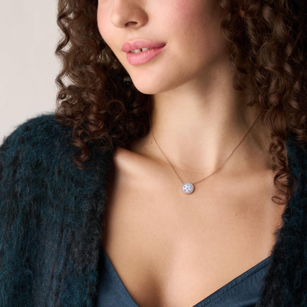 Collar Fossil JF04936791 Merrit de acero inoxidable en tono oro rosa para mujer