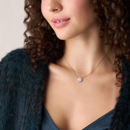 Collar Fossil JF04936791 Merrit de acero inoxidable en tono oro rosa para mujer