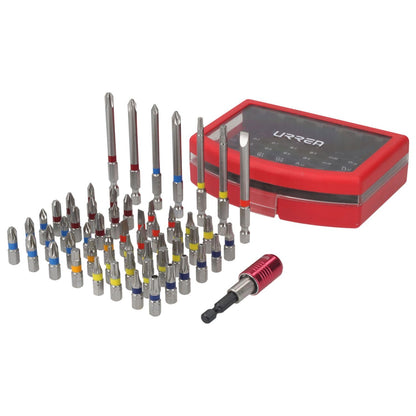 Urrea 61956 Juego combinado de puntas hexagono de 1/4" con adaptador magnético de poder, 56 piezas