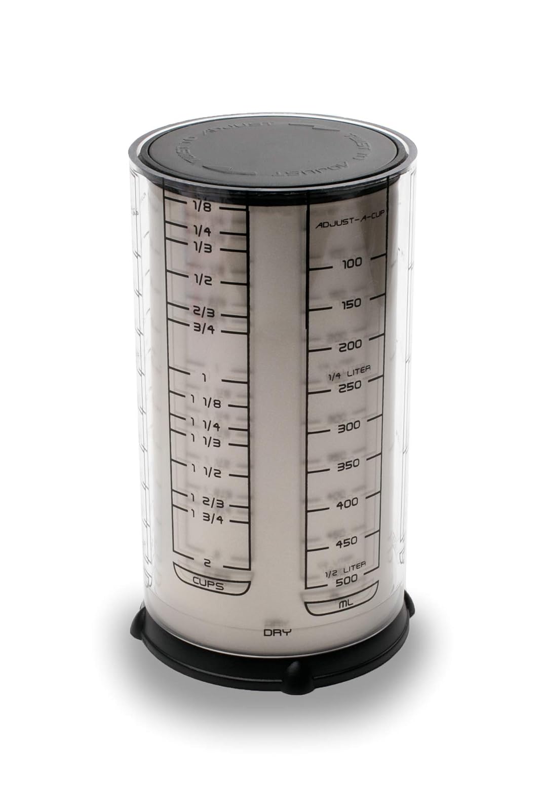 KitchenArt Pro Adjust-A-Cup, Taza Medidora, 2 Tazas | Taza medidora de émbolo | Mide entre 1/8 taza a 2 tazas | Incluye conversiones | Gadget de cocina | Mide sólidos y líquidos