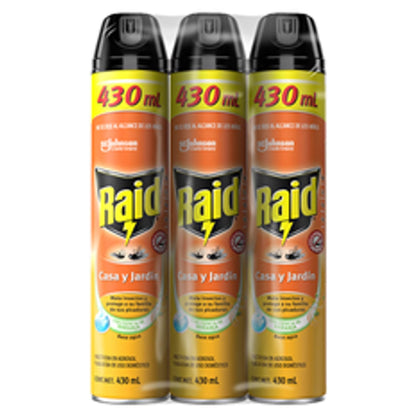 Raid Casa y Jardín Insecticida Aerosol Mosquitos e Insectos 3x430 ml