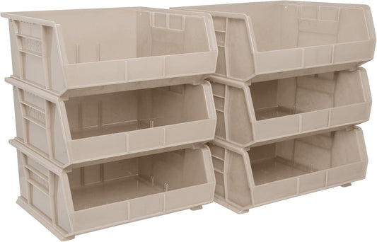 Akro-Mils 30235 Plastic Storage Stacking Hanging Akro Bin, 11-Inch by 11-Inch by 5-Inch, Stone, Case of 6