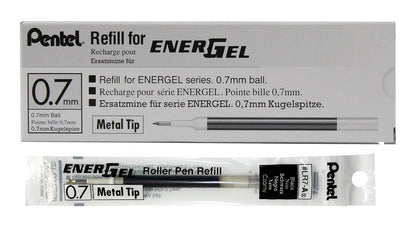 Pentel Energel Recargas estándar, 7 mm, Negro, Paquete de 12