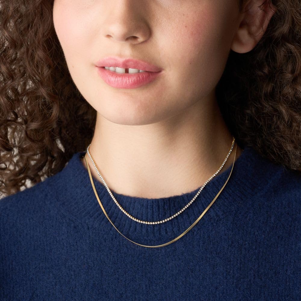 Collar Fossil JF04939710 Ellis de acero inoxidable en tono dorado para mujer