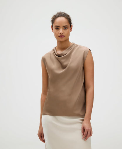 Calvin Klein Womens Satin Cowl Neck Blouse
