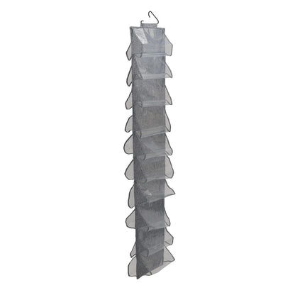 Household Essentials - Lima de Zapatos de clóset de 20 Bolsillos, plástico de Lino de poliéster Duradero, Capacidad para 10 Pares de Zapatos, Almacenamiento Individual, Sistema de Gancho único