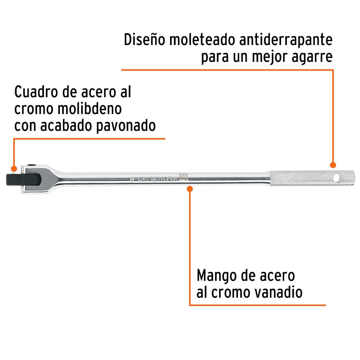 Truper M-1267, Mango articulado de 15"x 17 mm para dados cuadro 1/2"