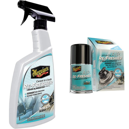 Meguiar's Eliminador de Olores Re-Fresher para Alfombras y Tapicería 709 ml - eliminador olores + Air Re-Fresher