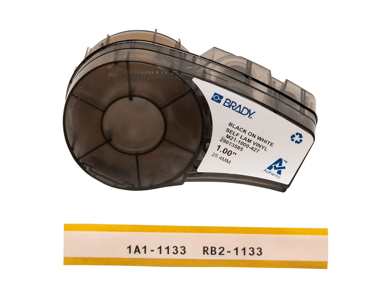 Brady Etiquetas Autolaminables de Vinilo para Impresora BMP21 - 1"x14' - Black On White - Translucent
