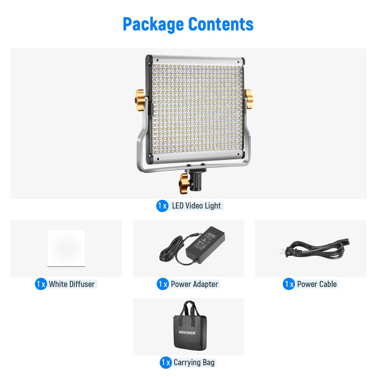 Neewer Bi-color LED Regulable con U Soporte de Video Pro de Luz para Estudio, YouTube Al aire libre Video Kit de Iluminación de Fotografía, Marco de Metal Durable, 480 LED Beads, 3200-5600K, CRI 96+