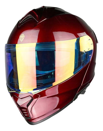KOV Casco Thunder Cherry ABATIBLE Rojo Brillante para Moto Certificado Dot