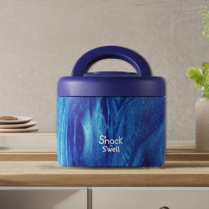 S'well S'nack - Contenedor de alimentos de acero inoxidable – 24 onzas – Azure Forest – Cuencos aislados de doble capa para mantener la comida fría durante 8 horas y caliente durante 6 – Sin BPA
