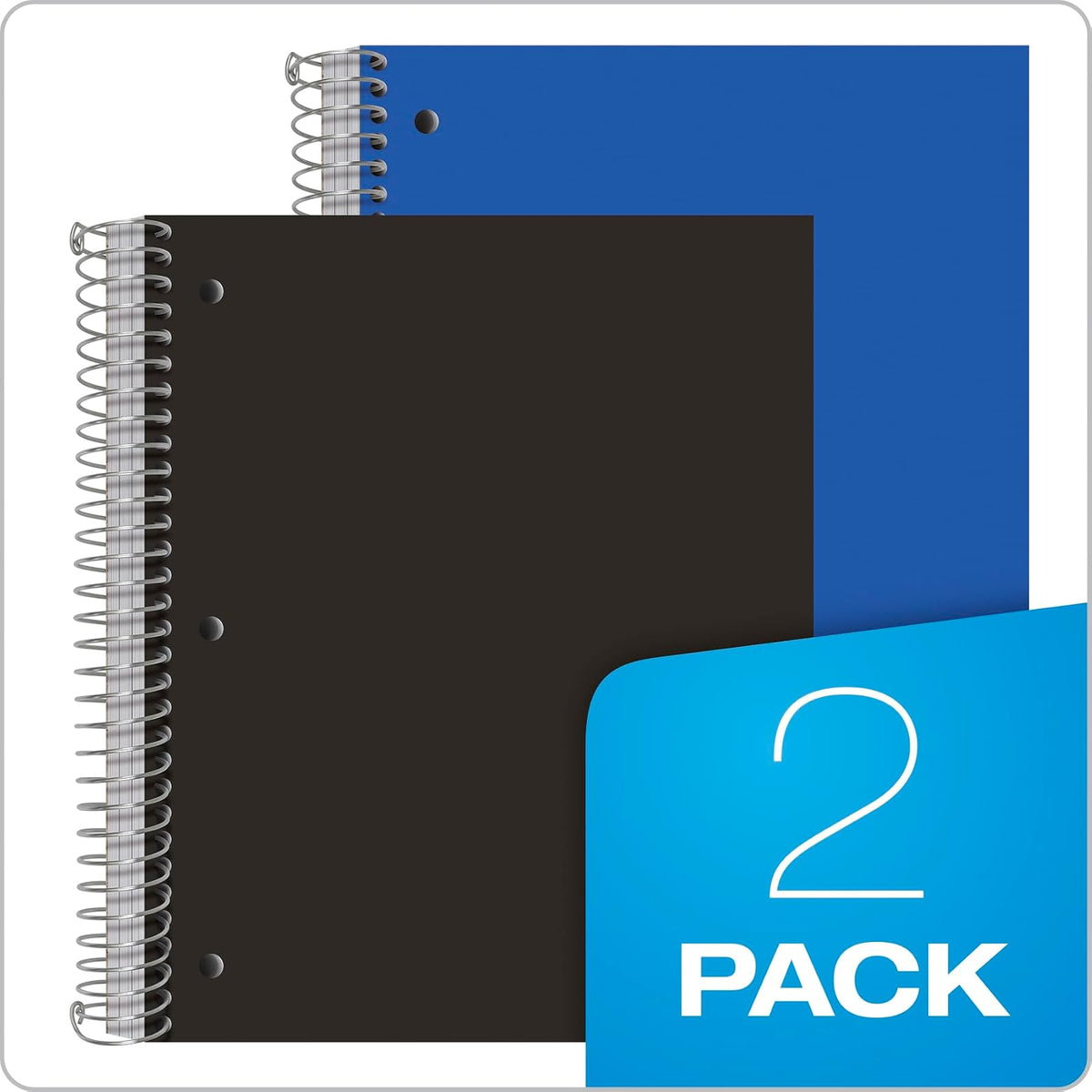 Oxford 10386 Cuadernos de poliéster de 3 materias, 22.86 cm x 27.94 cm, regla universitaria, tapas de colores surtidos, 150 hojas, 3 bolsillos divisores de poliéster, 2 unidades
