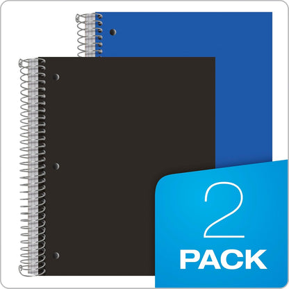 Oxford 10386 Cuadernos de poliéster de 3 materias, 22.86 cm x 27.94 cm, regla universitaria, tapas de colores surtidos, 150 hojas, 3 bolsillos divisores de poliéster, 2 unidades