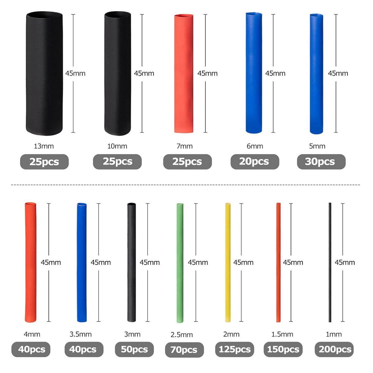 Tubos Termorretráctiles 800 Piezas, 12 Calibres, Contracción 2:1 | Kit Organizador Para Cables Con Caja Clasificadora, Material Aislante Para Reparación Eléctrica Y Proyectos DIY