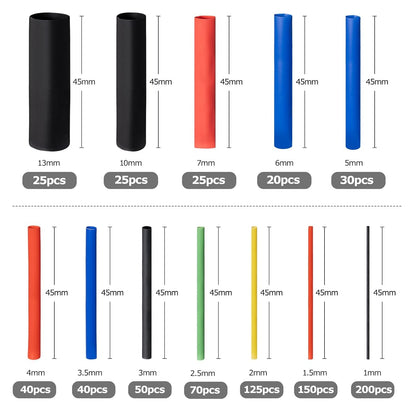 Tubos Termorretráctiles 800 Piezas, 12 Calibres, Contracción 2:1 | Kit Organizador Para Cables Con Caja Clasificadora, Material Aislante Para Reparación Eléctrica Y Proyectos DIY