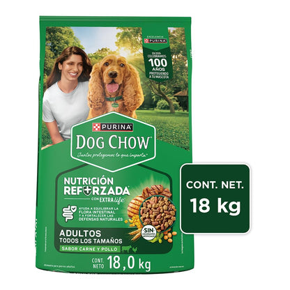 Purina Dog Chow Adulto Todos los tamaños Sabor Carne y Pollo 18Kg