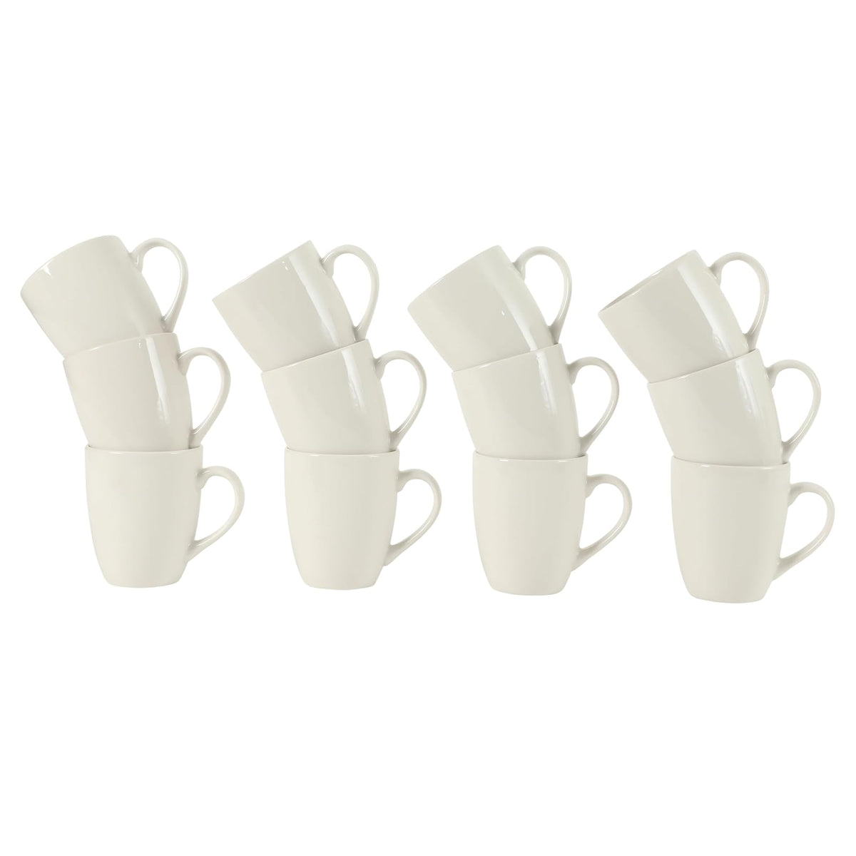 Gibson Home Great Essentials Tazas de Café 12 oz | Porcelana, Juego de 12 Tazas, Para Café con Leche, Té Caliente, Capuchino, Mocha, Expreso, Cacao