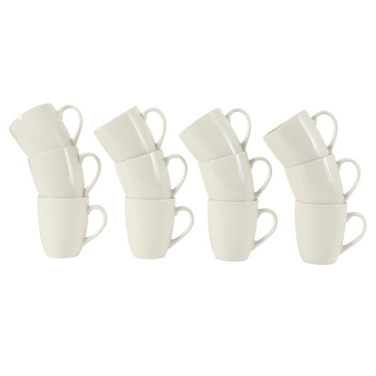 Gibson Home Great Essentials Tazas de Café 12 oz | Porcelana, Juego de 12 Tazas, Para Café con Leche, Té Caliente, Capuchino, Mocha, Expreso, Cacao