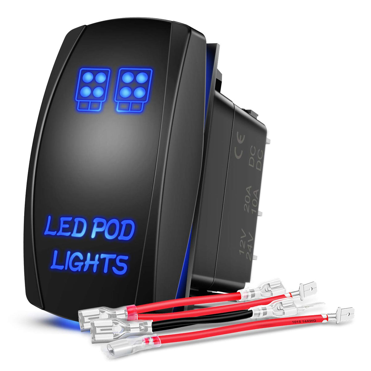 Nilight Interruptor LED de 5 Pines SPST 20A/12V 10A/24V | Encendido eléctrico de 12 V/20 A 24 V/10 A con cables de puente para luz de inundación puntual, ATV, UTV, camiones, RV