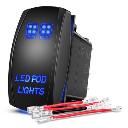 Nilight Interruptor LED de 5 Pines SPST 20A/12V 10A/24V | Encendido eléctrico de 12 V/20 A 24 V/10 A con cables de puente para luz de inundación puntual, ATV, UTV, camiones, RV